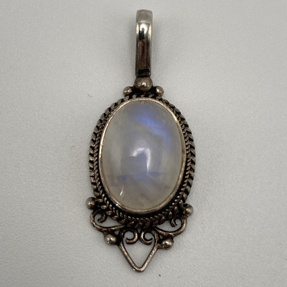 PTI 925 Sterling Silver Pendant Vintage Nepal Moonstone Silver